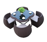 Ensemble de Table et Chaises d'Extérieur en Rotin Tressé Joye Leisure, Gain de Place, pour Patio, Jardin et Restaurant