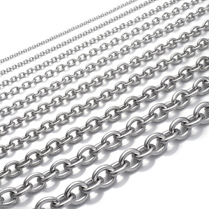 Chaîne en acier inoxydable ronde en forme de O, chaîne croisée, pour collier et bracelet DIY, chaîne de base tendance, apprêts de bijoux personnalisés - Product Image 1