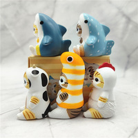 PM Grosir 5 Model Boneka Hewan Lucu Kartun Kucing Cos Udang Blind Box Figure Mofusand Kucing Cos Hiu Hadiah untuk KADO