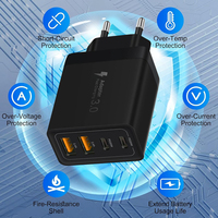 40W Usb C 4 ports 2 Usb 2 Type C 2.4A Usb Type C Chargeur multifonction rapide multi-ports Us Eu Uk Plug Adapter