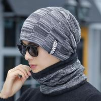 Topi Ski wol tebal lembut pria wanita, topi syal rajut musim dingin hangat leher hangat