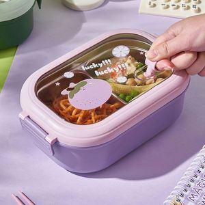Boîte à lunch bento mignonne en acier inoxydable sans BPA de 1000 ml pour enfants, compatible micro-ondes, anti-fuite, lavable au lave-vaisselle, écologique, durable, motif dessin animé - Product Image 4