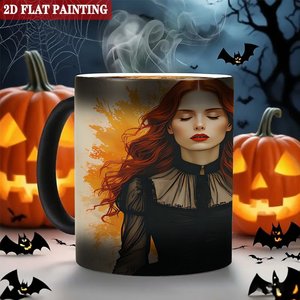 Modern Home Dining Room Table Mug Frosted Black 11oz <b>Ceramic</b> Heat Sensitive Magic <b>Cup</b> - Product Image 6