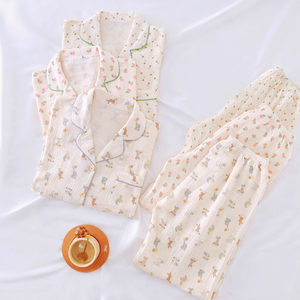 <span class=keywords><strong>Pigiama</strong></span> 100% <span class=keywords><strong>Cotone</strong></span> Stampato Morbido Maniche Lunghe Pantaloni Set Due Pezzi <span class=keywords><strong>Pigiama</strong></span> in Bambù per <span class=keywords><strong>Donna</strong></span> Etichetta Personalizzata all'Ingrosso - Product Image 2
