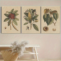 Art mural botanique HAOWAI OEM/ODM, impression de plantes vintage, trio de posters naturels anciens, décoration botanique rustique, cadeau pour les amoureux de la nature