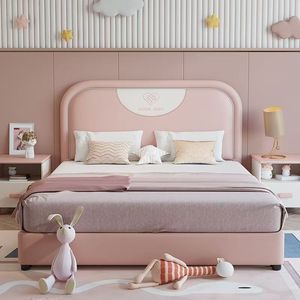 <span class=keywords><strong>Cama</strong></span> Infantil de Cuero Sintético de Primera Calidad con Cabecera Tapizada con Temática de Princesa y Príncipe, Tamaños Individual, Matrimonial y Queen - Product Image 2