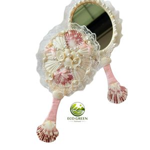 Nuevo espejo de concha marina de recuerdo de Vietnam, ecológico, redondo, hecho a mano, moderno - Product Image 1