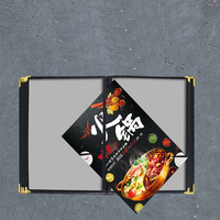 Fundas Personalizadas para Menús de 6 Vistas en Formato A5, A4, A3, de Tela Negra con Relieve, Piel Sintética PU, para Bodas, Bares, Hoteles y Restaurantes