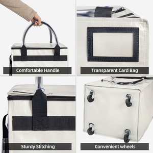 Sac de courses pliable robuste à roulettes, sac de courses réutilisable avec roues et poignée - Product Image 3