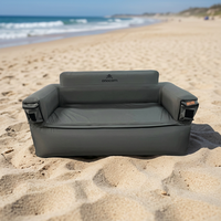 Canapé gonflable d'extérieur 2 places avec poches de rangement latérales, canapé pneumatique portable et imperméable pour la plage, le camping et le jardin