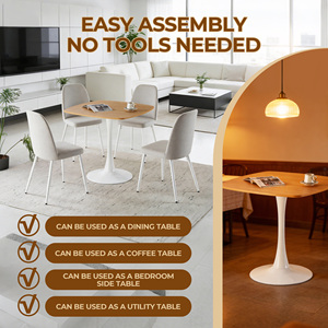 Oak Square Dining <b>Table</b> 31.5 Inch Mid Century Modern Tulip Base For 2-4 Person - Product Image 5