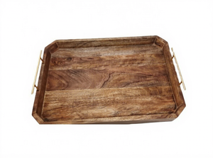 Best Selling Mango <b>Wood</b> Serving <b>Tray</b> Metal Handle Natural Finish 45x30x5cm-Quality Handicrafts Kitchenware Coffee <b>Table</b> <b>Tray</b> for - Product Image 2
