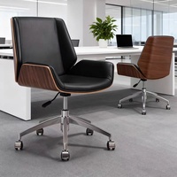 Chaise de bureau ergonomique pivotante avec base à 5 étoiles, accoudoirs fixes et dossier confortable pour les réunions d'affaires