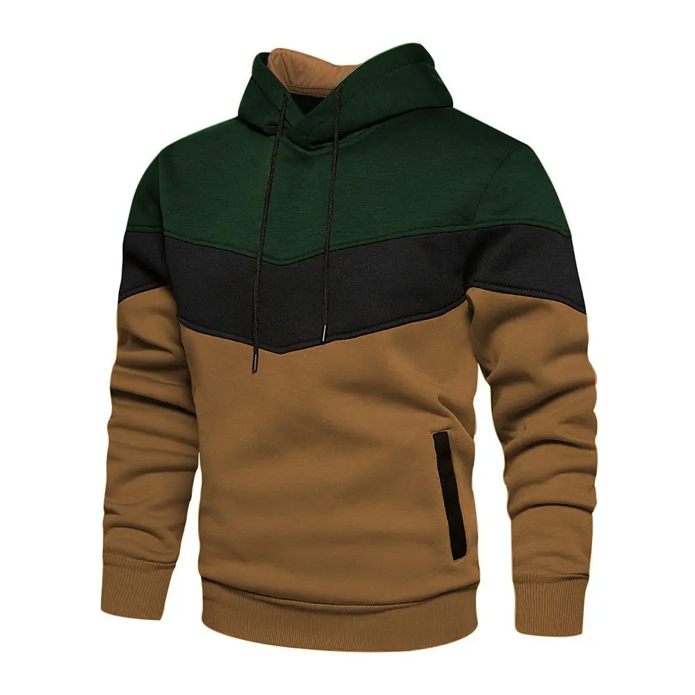 Plain Embossed Custom Plus Size Color Matching Men's Loose Pullover Patchwork Hoodies&Sweatshirts