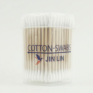 100 pièces de cotons-tiges en bois naturel, double tête ronde, avec couvercle à clapet en forme de cœur, écologiques, sans peluches et hygiéniques - Product Image 2