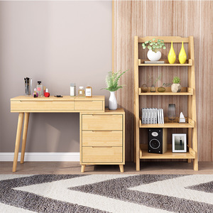 Nordic Style Makeup <b>Vanity</b> With Flip Top <b>Mirror</b> Storage Drawer Bedroom Dressing <b>Table</b> Natural Wood Color Walnut Color - Product Image 3
