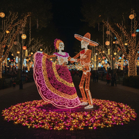 Farol Personalizado para Parque de Atracciones con Luces para el Día de Muertos en México, Decoración Luminosa, Faroles Temáticos para Festivales