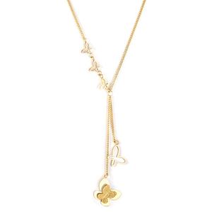 Collar de Acero Inoxidable Chapado en Oro de 18K con Colgante en Capas, Cadena con Borlas, Collar de Mariposa Minimalista y Delicado para Mujer - Product Image 1