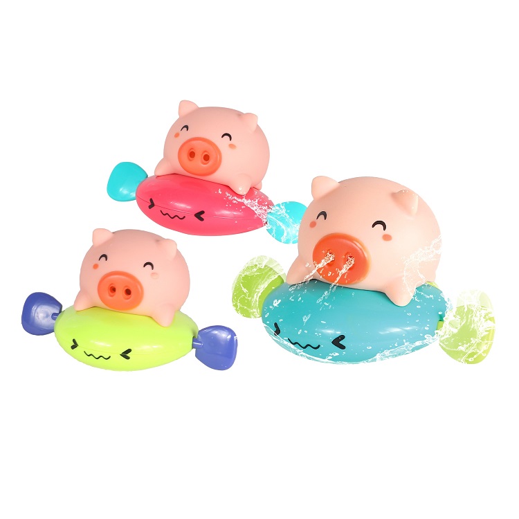 Pig nose spray water bathing pull line toy funny swimming bath squirt toys with OPP bag