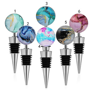 Tapón de botella de vino de mármol, tapón decorativo de vidrio para bebidas con diseño de grietas, ideal para regalar. - Product Image 1
