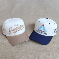 Casquettes de baseball pour femmes en coton structuré à 5 panneaux, à visière incurvée, bicolores, avec logo brodé personnalisé de haute qualité, style sport décontracté