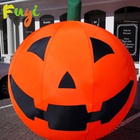 Expédition rapide, lanterne géante gonflable classique Jack-O'-Lantern très résistante avec visage noir pour la décoration de vitrine d'Halloween