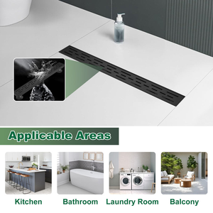 Desagüe de Ducha Lineal Moderno de 24 Pulgadas, Negro Mate, Acero Inoxidable 304, Desagüe de Piso para Baño de Hotel, Desagüe de Ducha Rectangular de 600 mm - Product Image 4
