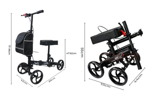 Andador <span class=keywords><strong>de</strong></span> rodilla plegable YIDE <span class=keywords><strong>de</strong></span> acero al carbono con 4 ruedas, asiento acolchado, manual, para adultos, cuidado en el hogar, recuperación postoperatoria, soporte <span class=keywords><strong>de</strong></span> movilidad - Product Image 5