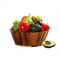 Bol à salade en bois d'acacia, design rond, pour mélanger, fruits, pâtes, essentiel de cuisine en bois naturel