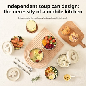 Wadah termos termos termos makanan vakum baja tahan karat kustom kotak Bento sekolah siswa pegangan tangan terisolasi wadah makanan mangkuk nasi - Product Image 3