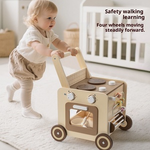 Marche-bébé en bois avec perles et blocs de construction - Marche-bébé Montessori écologique pour les tout-petits de 2 à 5 ans, certifié CE - Product Image 6