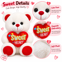 Ours en peluche assortis en forme de cœur, crème, rose, orange, blanc, en provenance directe d'usine, animaux en peluche OEM ODM pour les marques de la Saint-Valentin