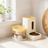 Bol en plastique pour chiens/chats avec distributeur automatique d'eau et de nourriture intégré, bassin anti-fuite pour usage intérieur/extérieur