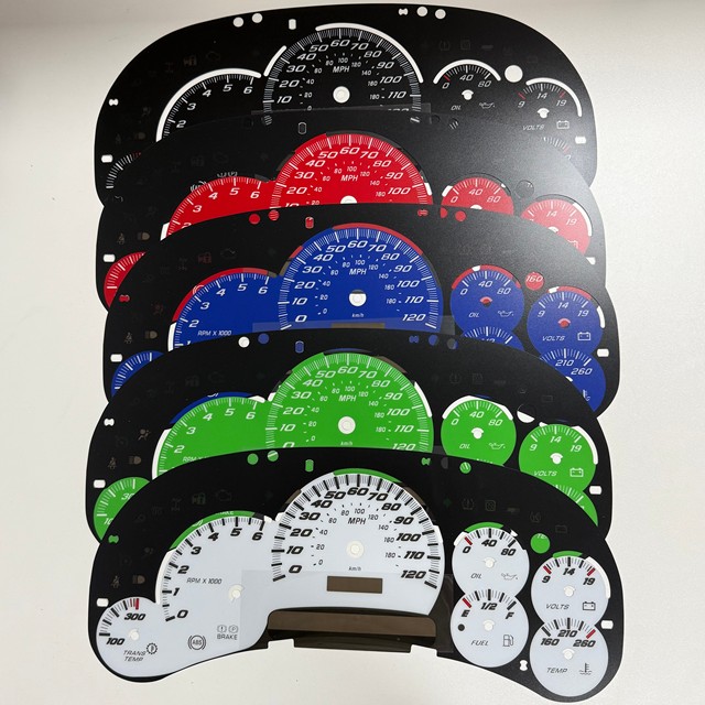Custom Color Plastic Surface Mount Dashboard Gauge Dial Faceplate Automotive Instrument Overlay for Vehicles Universal Fit Model