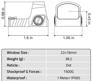 Cvlife wolfcovert Mini 21mm chụp săn bắn phạm vi phụ kiện nhỏ gọn chống sốc IPX6 không thấm nước tỉnh táo <span class=keywords><strong>Red</strong></span> Dot Holographic Sight - Product Image 3