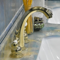 Robinet de lavabo classique traditionnel en laiton avec cartouche céramique, double poignée, eau froide et chaude, pour salle de bain, chambre et salon