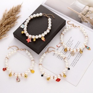 Beautiful Pet Pearl Pet <b>Collar</b> Adjustable <b>Small</b> <b>Dog</b> Cat Monochrome All Seasons Jewelry - Product Image 1