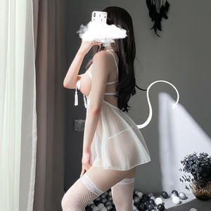 Conjunto de 4 Piezas de Lencería, Camisón, Ropa de Dormir, Vestido de Encaje Fino con Pegatinas para Pezones, Pantalones y Medias - Product Image 5