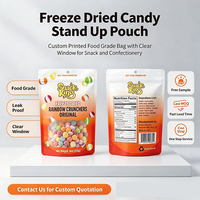 Sachet Doypack Personnalisé Imprimé avec Fenêtre Transparente, Qualité Alimentaire, Fermeture Zip pour Emballage de Bonbons Lyophilisés et Snacks