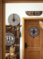 Accessoires de style tribal, Art mural décoratif fait main, Masque totem, Pièce d'exposition, Décoration intérieure naturelle, Style maison bio