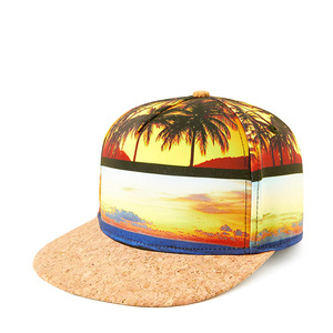 <span class=keywords><strong>Gorra</strong></span> Snapback de 5 Paneles con Estampado Digital Personalizado de Palmeras y Letras de Hawái, Transpirable, Impermeable, Unisex, con Visera de Madera - Product Image 1