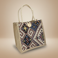 Nouveau style été 2026 : Sac tendance pour femme en toile de lin ethnique, sac à déjeuner portable avec fermeture éclair – Vente en gros pour fabricants