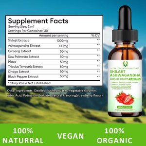 Gotas Líquidas de Shilajit Natural del Himalaya y Ashwagandha, 1400mg, 85 Minerales Traza con Ginseng para Reforzar el Sistema Inmunológico - Product Image 2