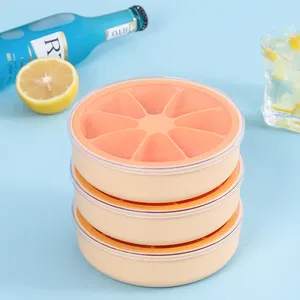 Food Grade 8 Grids Full Circle Lemon Shape Ice Cube Tray With Lid