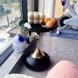 Modern <b>Round</b> <b>Side</b> <b>Table</b> Luxury Tray Top Accent <b>Table</b> Tulip Metal Base Corner Coffee <b>Table</b> for Living Room Salon Waiting Area - Product Image 6