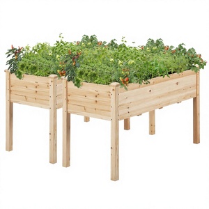 Yaheetech Modern Raised <b>Garden</b> Bed 48x24x30in Fir <b>Wood</b> -<b>Planter</b> Box Drainage Holes Weather Resistant Made in China Outdoor Use - Product Image 4