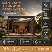 Pergola modulaire motorisée en aluminium 3x3m à panneaux orientables, pare-vue à trois panneaux pour balcon et espace événementiel
