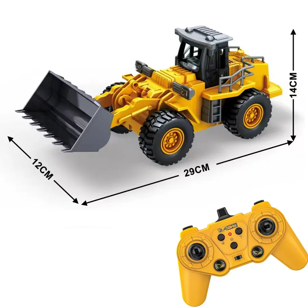 2.4Ghz 9CH remote control alloy bulldozer construction car lights sound Rc simulation engineering model children's toys