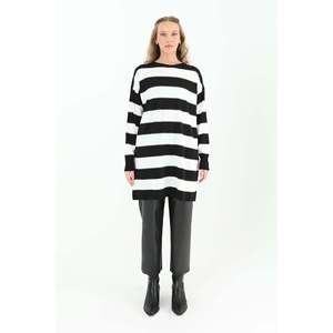 Women's Striped Long-Sleeve <b>Tunic</b> - 10549TUN - BLACK - Product Image 1