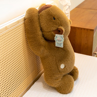 Coussin en peluche Capybara couché Kawaii, jouet en peluche doux pour enfants, poupée mignonne et moelleuse pour le lit des enfants, cadeau d'anniversaire